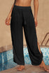 Black Lace Trim Along Split Leg Beach Cover Up Pants